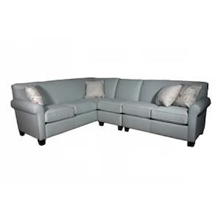 Tight Back 3 Piece Sectional with Throw Pillows